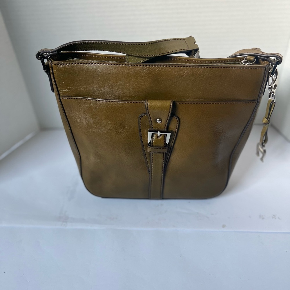 Vintage Etienne Aigner Leather Crossbody Shoulder Bag Purse Olive Green Boho